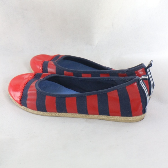 NAUTICA Scow Skimmer Flats Red & Navy Stripes - Picture 4 of 8